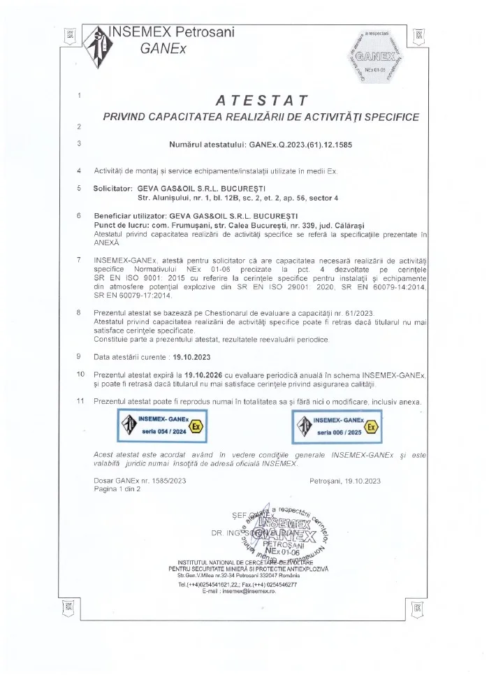 Atestat INSEMEX 2023