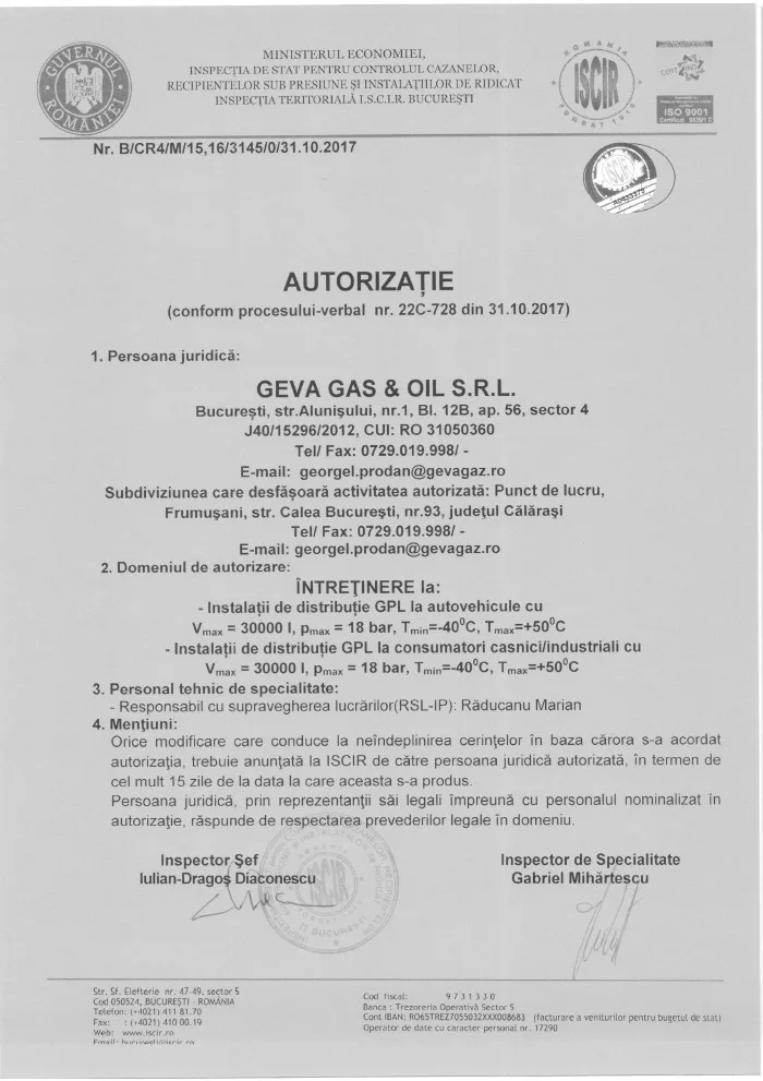 ISCIR – întreținere