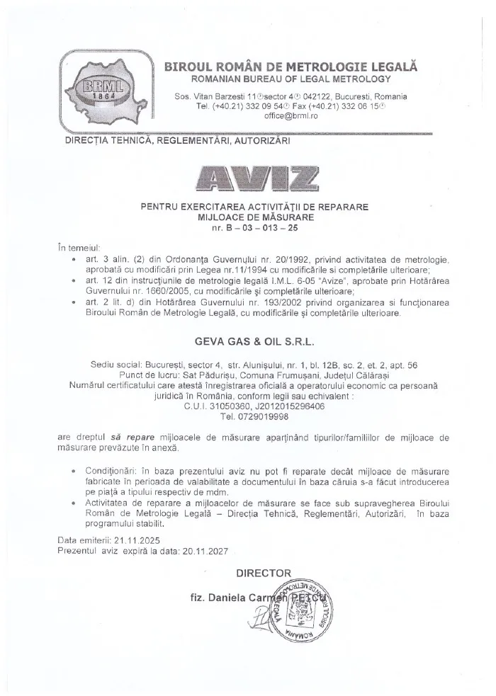 Aviz BRML Reparare 2025