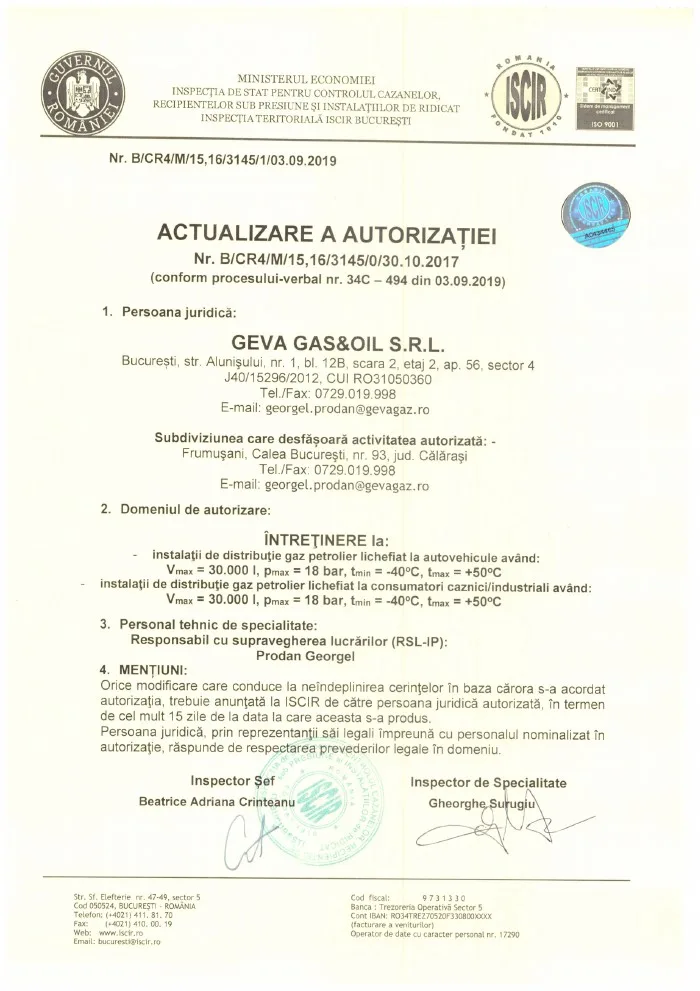 ISCIR – instalare și întreținere instalații GPL