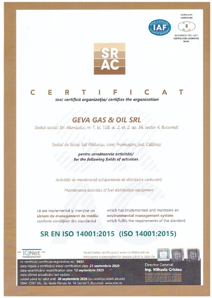 Certificat ISO 14001:2015