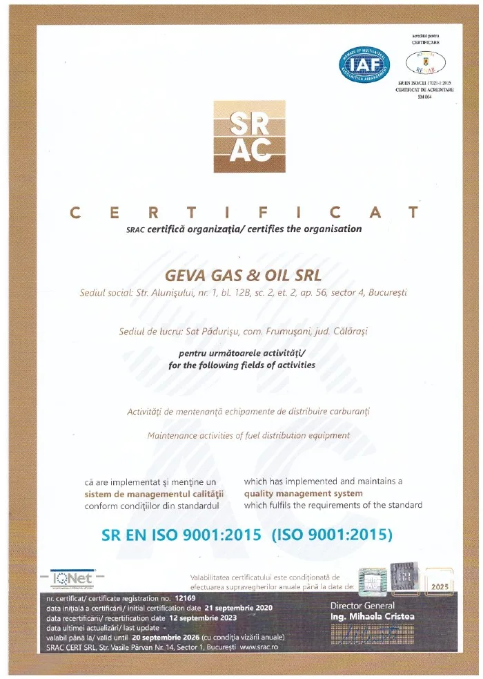 Certificat ISO 9001:2015